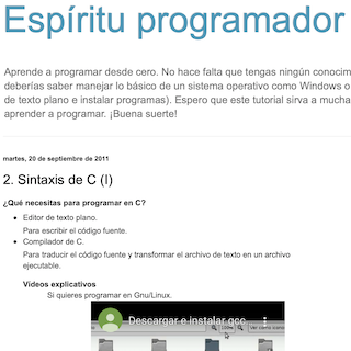Screenshot of blog 'Espíritu programador'